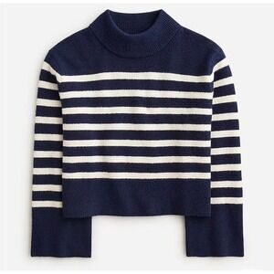J.Crew Chunky Stripe Mock Neck Sweater Small Merino Alpaca Cozy